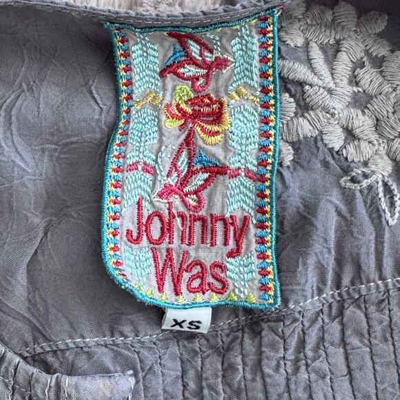 Johnny Was Embroidered Floral Pleated Button Down Tunic Top Womens XS - Picture 5 of 11